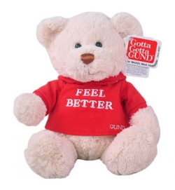 Gund "Message Bear" 12吋白色 "Feel Better" 泰迪熊